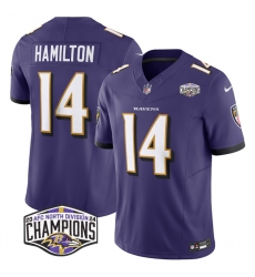 Men's Baltimore Ravens #14 Kyle Hamilton Purple F.U.S.E 2024 AFC North Division Champions Vapor Limited Football Jersey