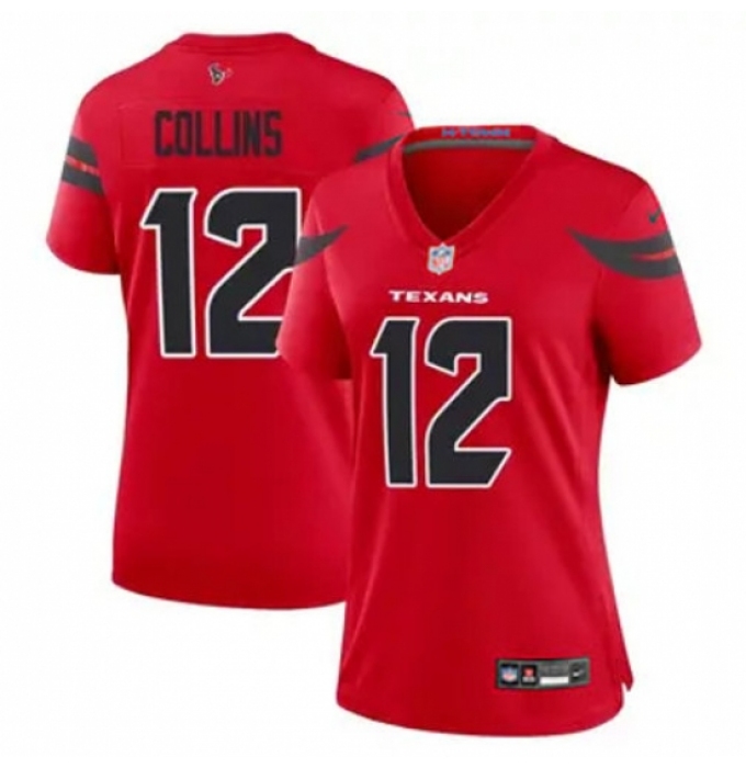 Women Houston Texans #12 Nico Collins Red 2024 2nd Alternate F U S E Vapor Stitched Jersey