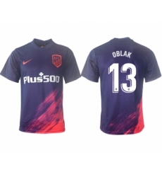 Men 2021-2022 Club Atletico Madrid away aaa version purple 13 Soccer Jersey