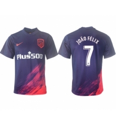 Men 2021-2022 Club Atletico Madrid away aaa version purple 7 Soccer Jersey