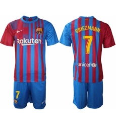 Men 2021-2022 Club Barcelona home blue 7 Nike Soccer Jersey