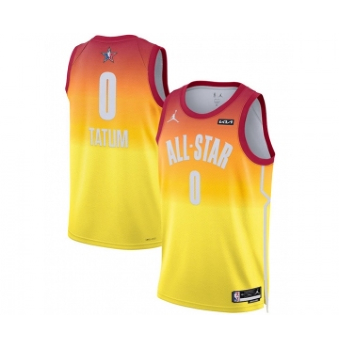 Men's 2023 All-Star #0 Jayson Tatum Orange Game Swingman Stitched Basketball Jersey