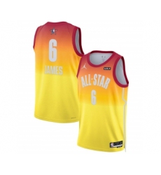 Men's 2023 All-Star #6 LeBron James Orange Game Swingman Stitched Basketball Jersey