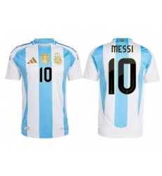 Men's Argentina #10 Lionel Messi White Home Soccer Jersey