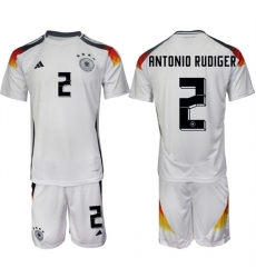 Men's Germany #2 Antonio Rüdiger White 2024-25 Home Soccer Jersey Suit