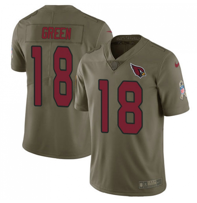 Men's Nike Arizona Cardinals #18 A.J. Green Olive Stitched NFL Limited 2017 Salute To Service Jersey