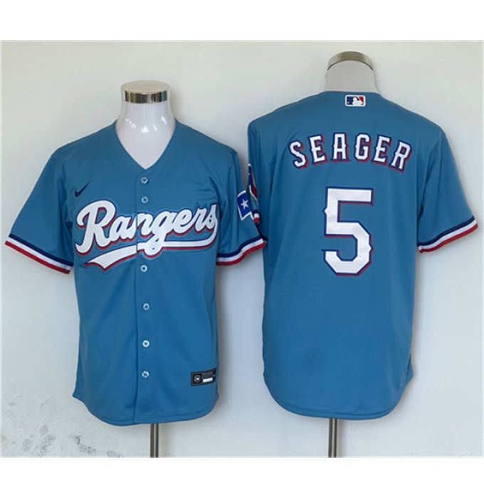 Men's Texas Rangers #5 Corey Seager Blue Cool Base Stitched Jersey