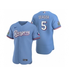 Men's Texas Rangers #5 Corey Seager Light Blue Flex Base Stitched Jersey