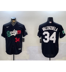 Men's Los Angeles Dodgers #34 Toro Valenzuela Black Mexico 2024 World Series Cool Base Stitched Baseball Jersey