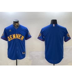 Men's Denver Nuggets Blank Blue With Stitched Jersey