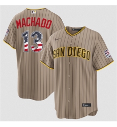 Men's San Diego Padres #13 Manny Machado Tan USA 250 Fourth of July Home Stitched Baseball Jersey
