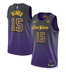 Men's Los Angeles Lakers #15 Austin Reaves Purple 2024 25 City Edition Stitched Basketball Jersey