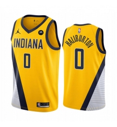 Men's Indiana Pacers #0 Tyrese Haliburton Yellow Statement Edition Stitched Basketball Jersey