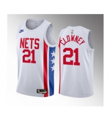 Men's Brooklyn Nets #21 Noah Clowney White 2023 Draft Classic Edition Stitched Basketball Jersey