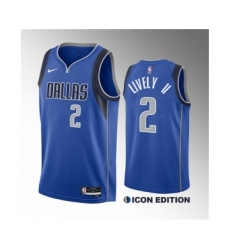 Men's Dallas Mavericks #2 Dereck Lively II Blue 2023 Draft Icon Edition Stitched Basketball Jersey