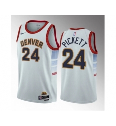 Men's Denver Nuggets #24 Jalen Pickett White 2023 Draft Icon Edition Stitched Basketball Jersey