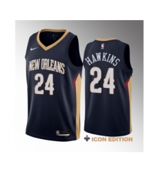 Men's New Orleans Pelicans #24 Jordan Hawkins Navy 2023 Draft Icon Edition Stitched Basketball Jersey