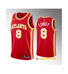 Men's Atlanta Hawks #8 Seth Lundy Red 2023 Draft Icon Edition Stitched Jersey