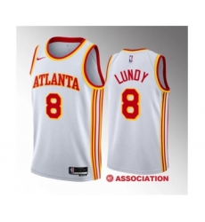 Men's Atlanta Hawks #8 Seth Lundy White 2023 Draft Association Edition Stitched Basketball Jersey