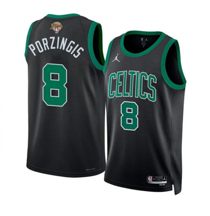 Men's Boston Celtics #8 Kristaps Porzingis Black 2024 Finals Statement Edition Stitched Basketball Jersey