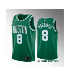 Men's Boston Celtics #8 Kristaps Porzingis Green 2023 Draft Icon Edition Stitched Basketball Jersey