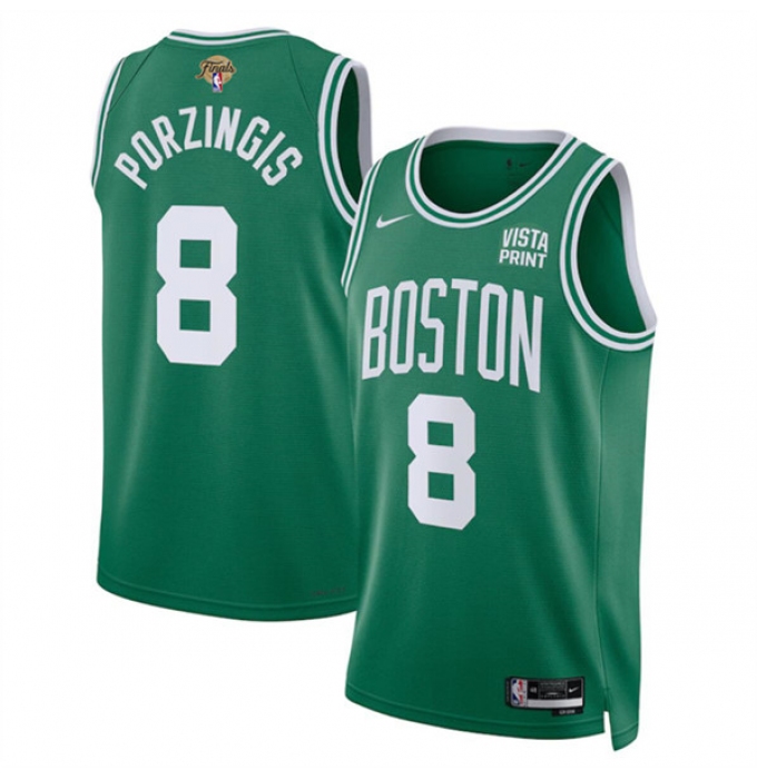 Men's Boston Celtics #8 Kristaps Porzingis Kelly Green 2024 Finals Icon Edition Stitched Basketball Jersey