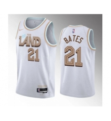 Men's Cleveland Cavaliers #21 Emoni Bates White 2023 Draft City Edition Stitched Jersey