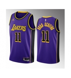 Men's Los Angeles Lakers #11 Jalen Hood-Schifino Purple 2023 Draft Statement Edition Stitched Basketball Jersey