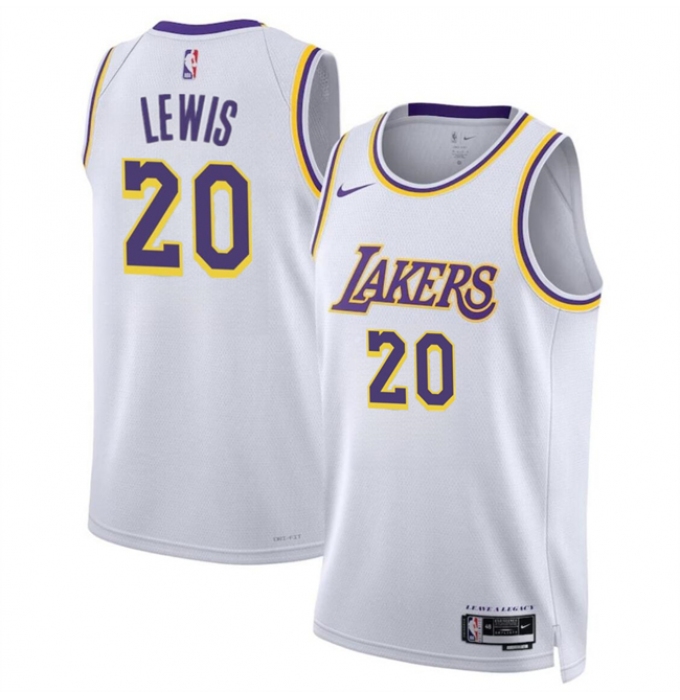 Men's Los Angeles Lakers #20 Maxwell Lewis White 2024 Association Edition Stitched Basketball Jersey