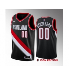 Men's Portland Trail Blazers #00 Scoot Henderson Black 2023 Draft Icon Edition Stitched Basketball Jersey