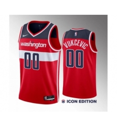 Men's Washington Wizards #00 Tristan Vukcevic Red 2023 Draft Icon Edition Stitched Jersey