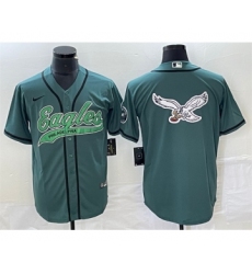 Men's Nike Philadelphia Eagles Green Team Big Logo Cool Base Stitched Baseball Jersey