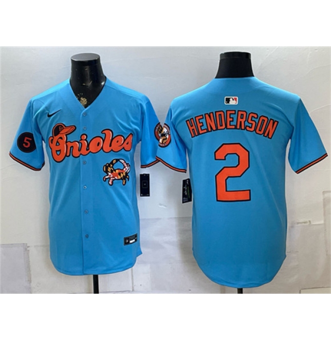 Men's Baltimore Orioles #2 Gunnar Henderson Blue With Vapor Premier Limited Stitched Baseball Jersey