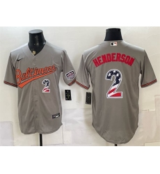 Men's Baltimore Orioles #2 Gunnar Henderson Gray USA 250 Fourth of July Home Stitched Baseball Jersey