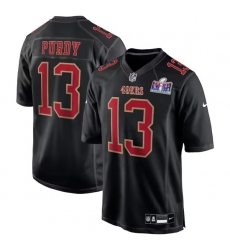 Men's San Francisco 49ers #13 Brock Purdy Black Super Bowl LVIII Carbon Fashion Stitched Game Jersey