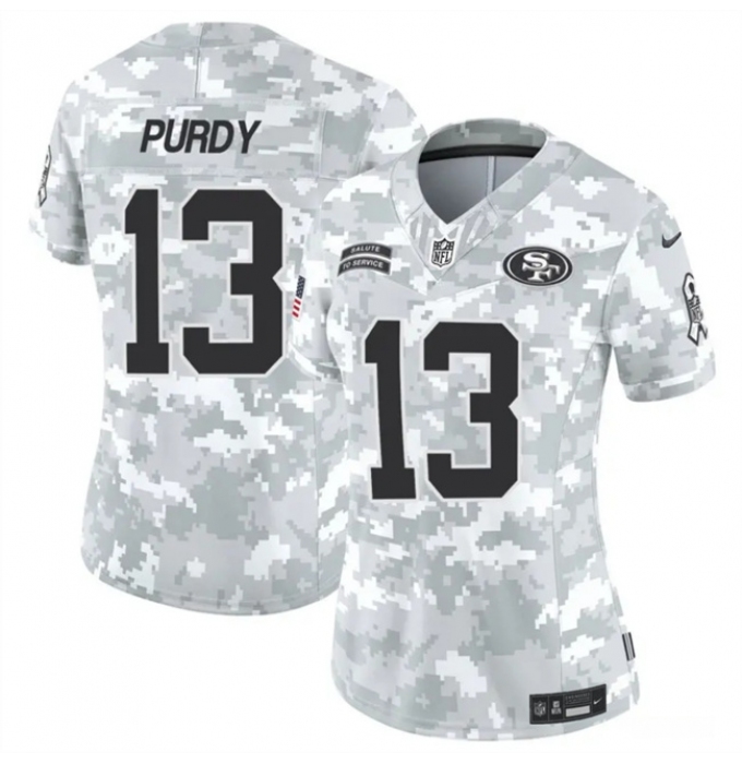 Women's San Francisco 49ers #13 Brock Purdy 2024 F.U.S.E Arctic Camo Salute To Service Limited Stitched Jersey(Run Small)