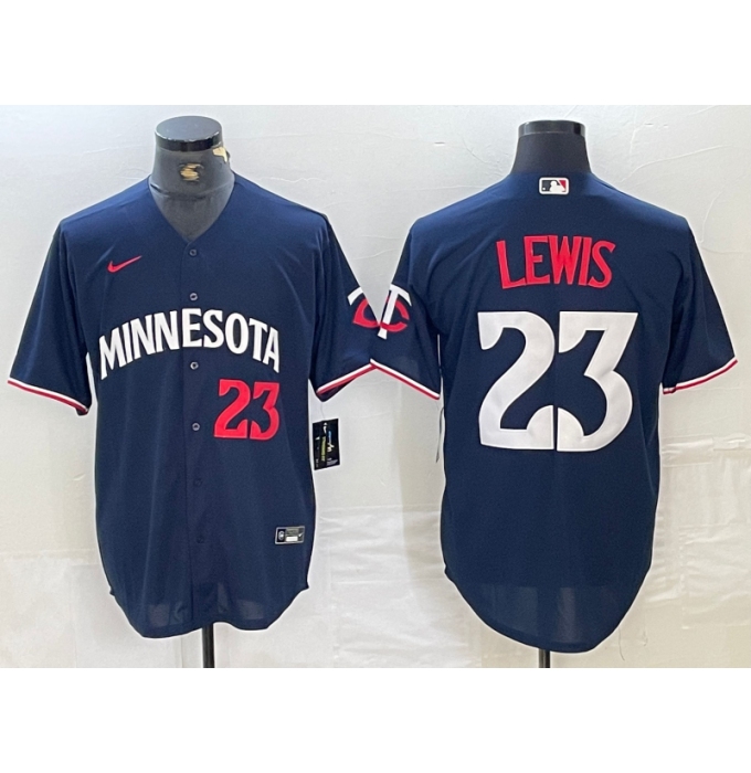 Men's Minnesota Twins #23 Royce Lewis Number 2023 Navy Blue Cool Base Stitched Jersey