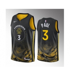 Men's Golden State Warriors #3 Chris Paul Black City Edition Stitched Basketball Jersey