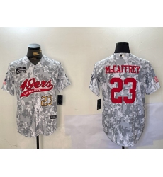 Men's San Francisco 49ers #23 Christian McCaffrey Arctic Camo 2024 Salute to Service Stitched Baseball Jerseys