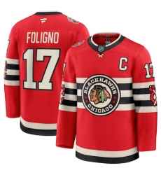 Men's Chicago Blackhawks #17 Nick Foligno Red 2024-25 Winter Classic Stitched Hockey Jersey