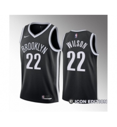 Men's Brooklyn Nets #22 Jalen Wilson Black 2023 Draft Icon Edition Stitched Basketball Jersey