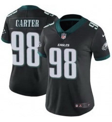 Women Philadelphia Eagles #98 Jalen Carter Black F U S E Stitched NFL Jersey