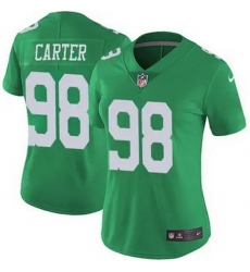 Women Philadelphia Eagles #98 Jalen Carter Green Vapor Untouchable Limited Stitched NFL Jersey