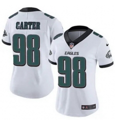 Women Philadelphia Eagles #98 Jalen Carter White F U S E Stitched NFL Jersey