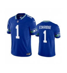 Men's Nike Seattle Seahawks #1 Dee Eskridge Royal 2023 F.U.S.E. Vapor Limited Throwback Stitched Jersey