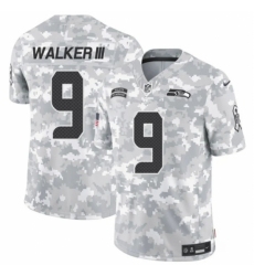 Youth Seattle Seahawks #9 Kenneth Walker III 2024 F U S E Arctic Camo Salute To Service Limited Stitched Football Jersey