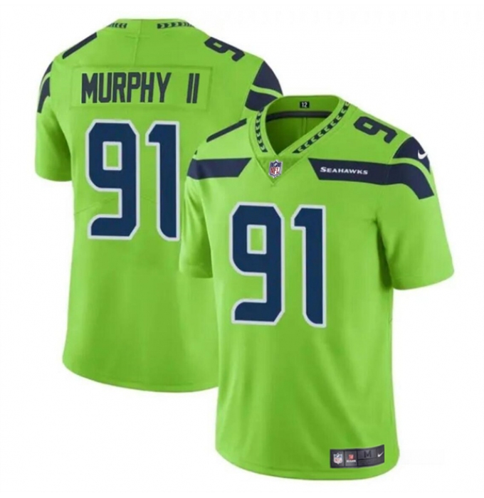 Men's Seattle Seahawks #91 Byron Murphy II Green 2024 Draft Vapor Limited Football Stitched Jersey