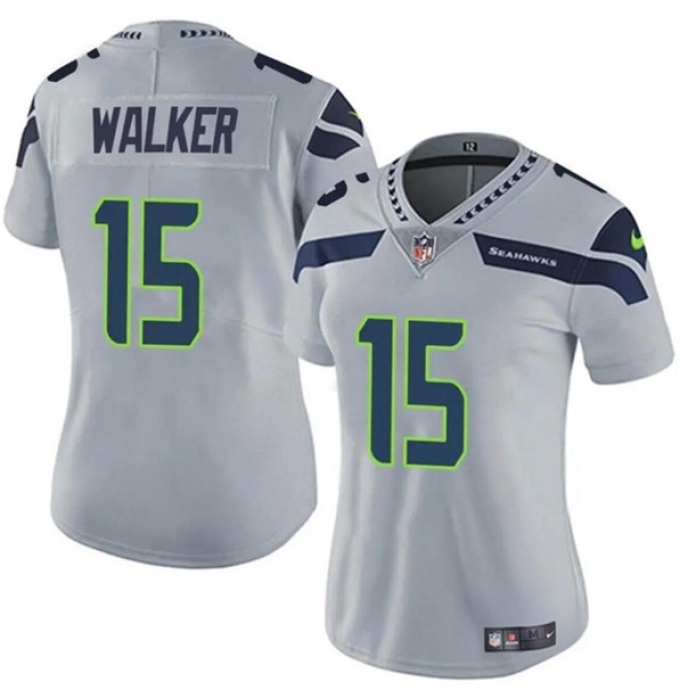 Women's Seattle Seahawks #15 P.J. Walker Gray Vapor Limited Football Stitched Jersey