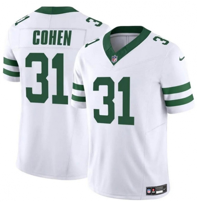 Men's New York Jets #31 Tarik Cohen White 2023 F.U.S.E. Vapor Limited Throwback Football Stitched Jersey