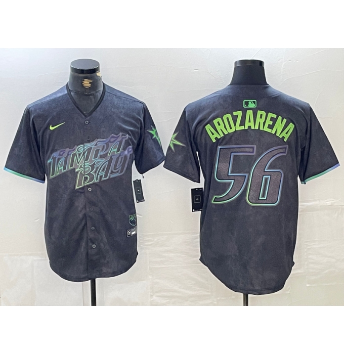 Men's Tampa Bay Rays #56 Randy Arozarena Charcoal 2024 City Connect Limited Stitched Jersey